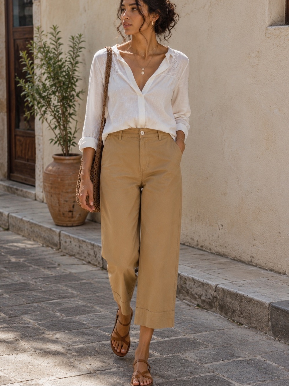 Arket Khaki Chino Tan Pants Size 38 Minimalist Scandinavian Chic Comfy Luxury